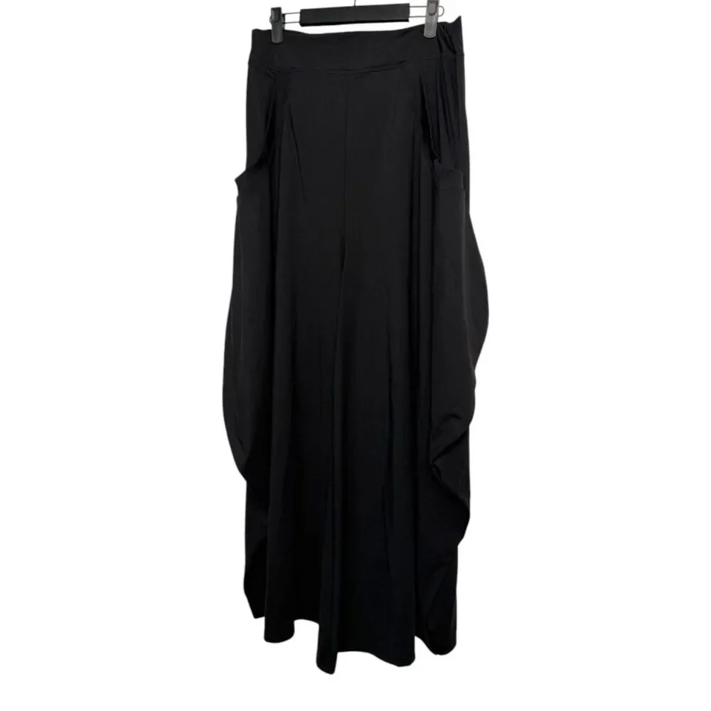 Halara Mid Rise Pockets Draped Wide Leg Casual Pants Black Large NEW with Tags - Picture 2 of 7